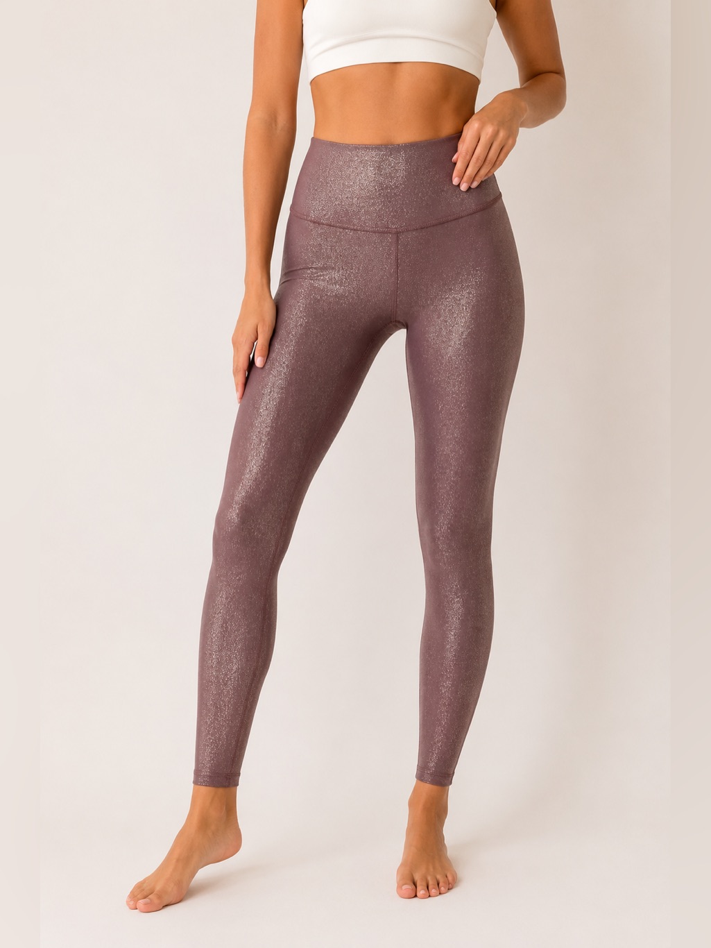 Beyond Yoga Metallic High Waisted Leggings Xs Rose Gold Mauve Shimmer Made Usa